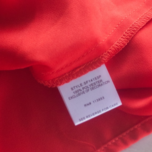 NWT Market & Spruce Red Orange Jaimy Cold Shoulder Embroidered Blouse - Picture 7 of 9